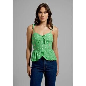 GUNNE SAX for ModCloth Super Bloom Peplum Top Green Floral Ruffle Blouse NEW 2X